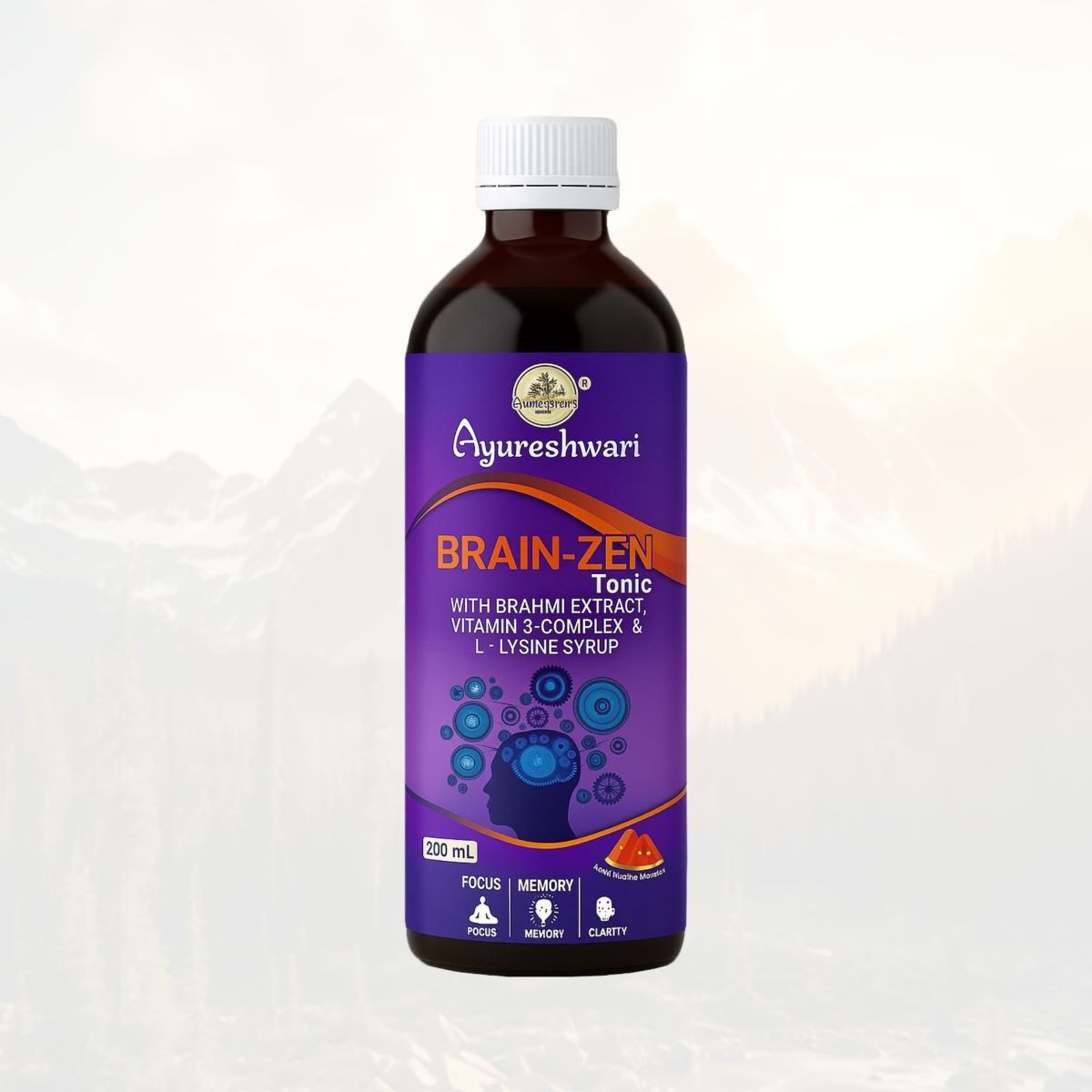 Ayureshwari Brainzen Tonic – Brain Health & Memory Support Syrup with Brahmi & Vitamin B-Complex (200 ml)
