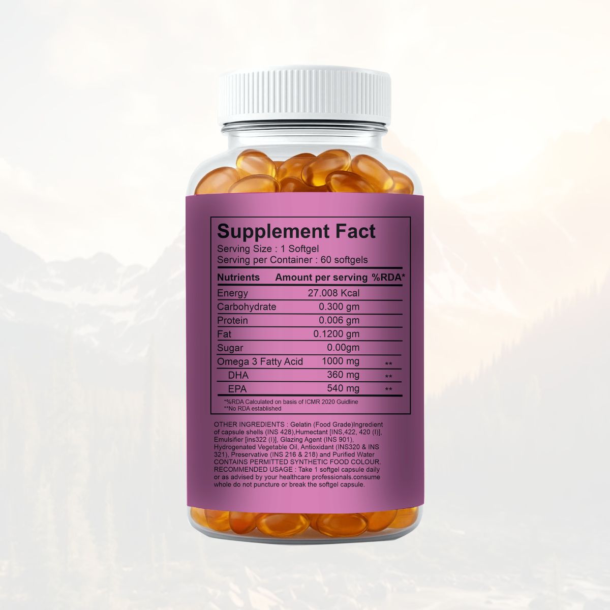 Ayureshwari Omega 3 Fish Oil Capsules – EPA 540 & DHA 360 for Heart, Brain & Joint Health (60 Softgels) – image 2