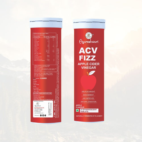 Ayureshwari ACV Fizz Effervescent Tablets – Apple Cider Vinegar for Digestion & Weight Management (15 Tablets)