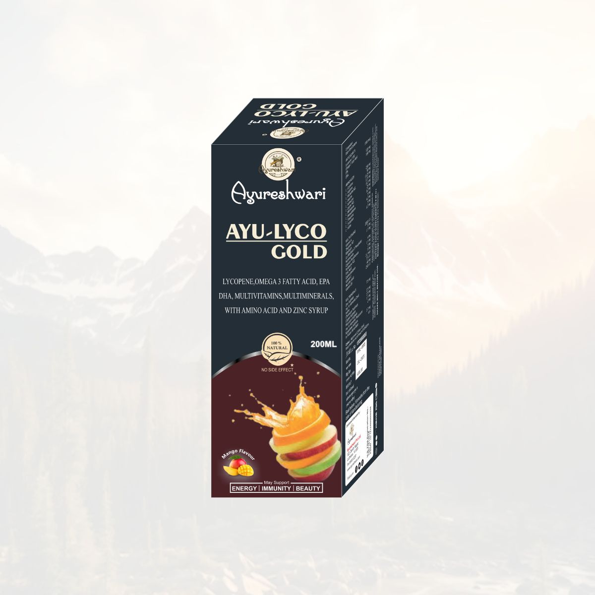 Ayureshwari Ayu-Lyco Gold Syrup – Lycopene, Multivitamin & Omega 3 for Energy, Immunity & Skin Health (200 ml) – image 2