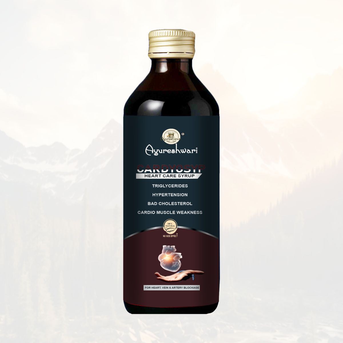 Ayureshwari Cardyosyp Heart Care Syrup – Support for Cholesterol, Blood Pressure & Heart Health (200 ml)