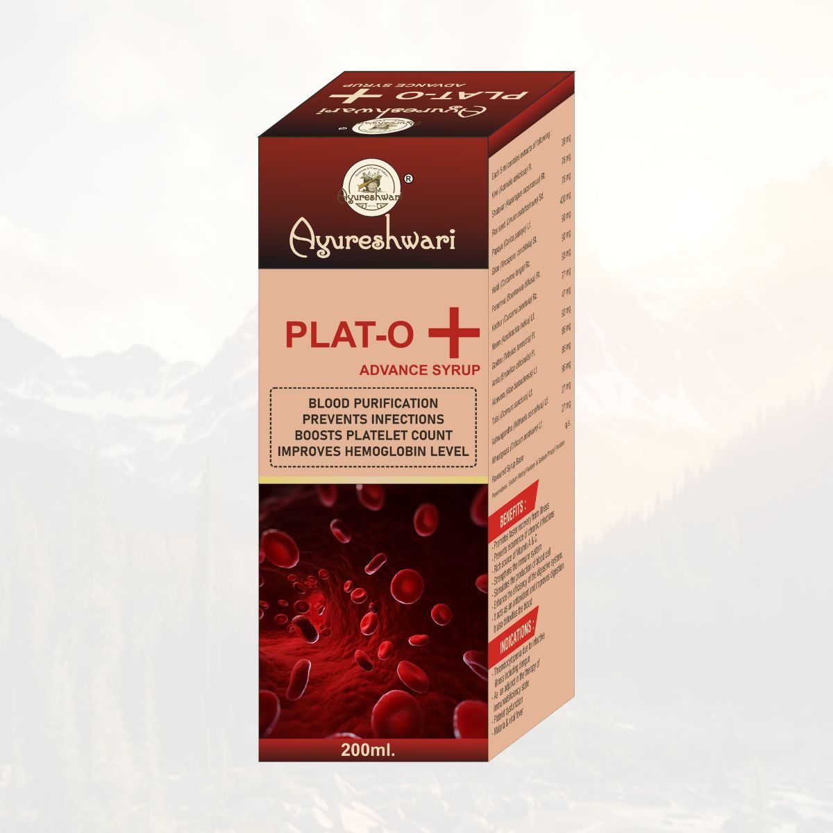 Ayureshwari Plat-O+ Syrup – Blood Purifier & Platelet Support for Immunity & Hemoglobin (200 ml) – image 2