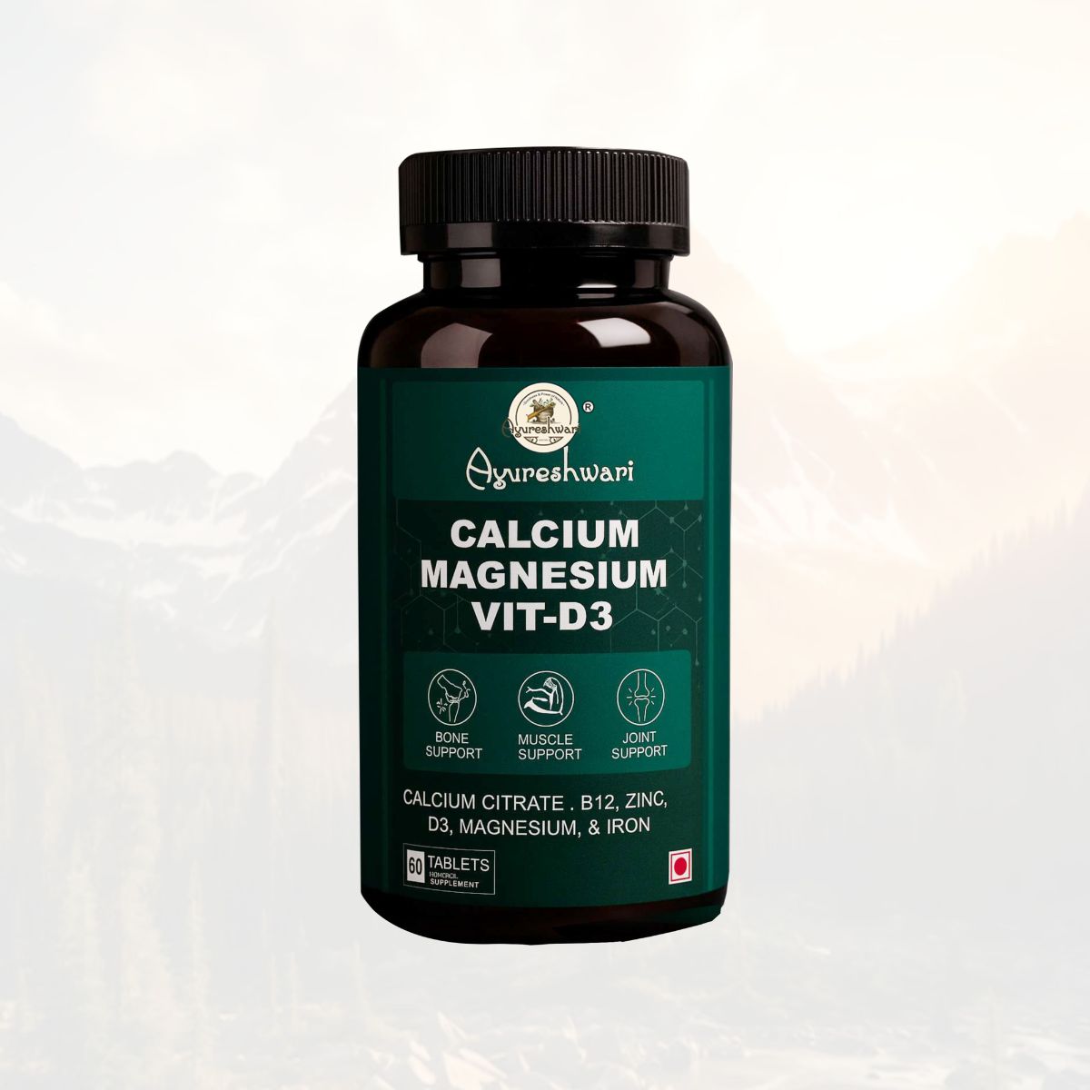 Ayureshwari Calcium Magnesium with Vitamin D3 Tablets – Bone, Muscle & Joint Support (60 Tablets)